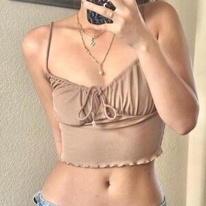 Tan Ribbed Crop Top, size XS